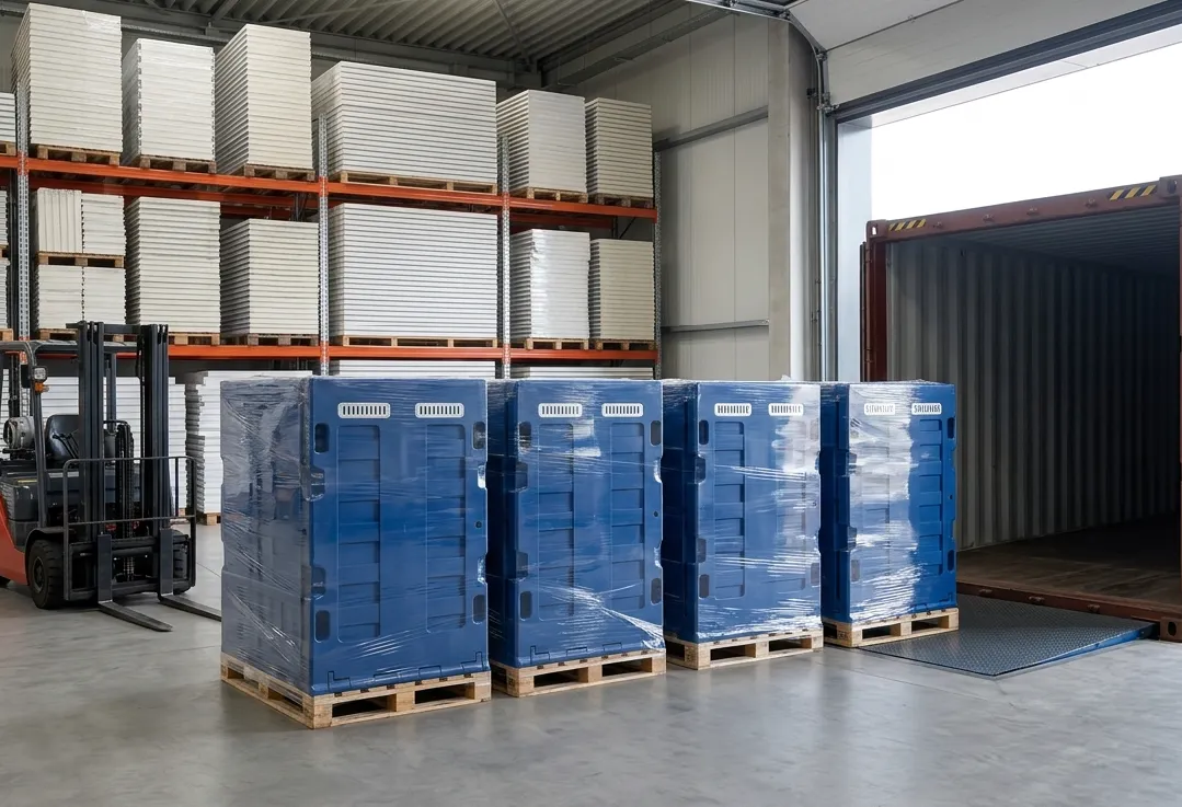 Cold room panels packed for export shipment