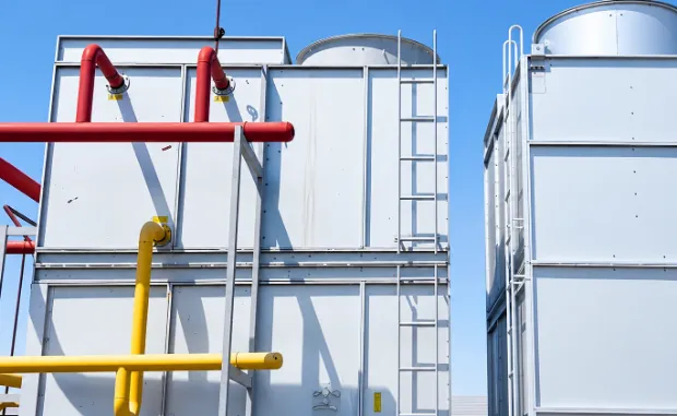 Glycol tanks and pipework in a refrigeration plant room
