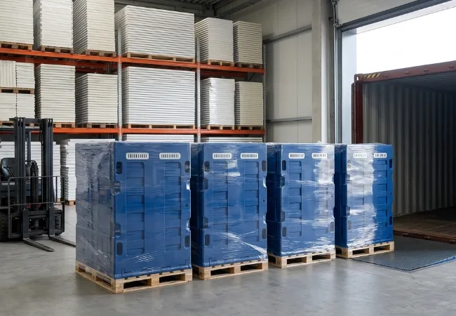 Refrigeration units packed for export shipment